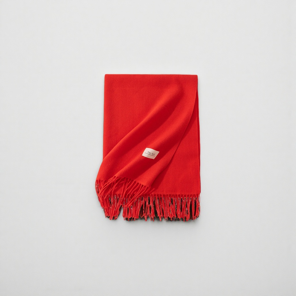 Red pure wool scarf, a long and versatile women's scarf for warmth in autumn and winter details Picture