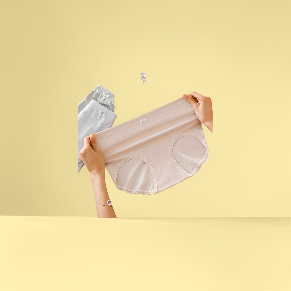 Light pink high-waisted underwear for women, pure cotton seamless, comfortable and breathable underwear
