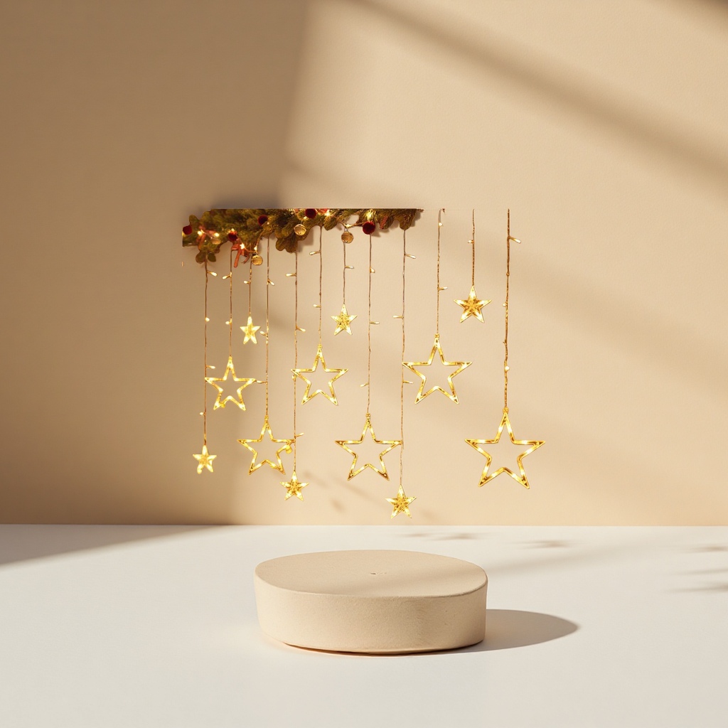 Golden star string LED warm light decorative string, 3-meter battery-powered festival decoration Specification image