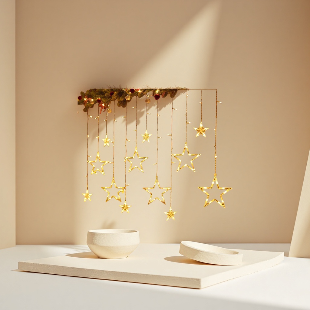 Golden star string LED warm light decorative string, 3-meter battery-powered festival decoration details Picture