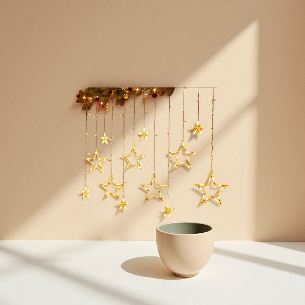 Golden star string LED warm light decorative string, 3-meter battery-powered festival decoration
