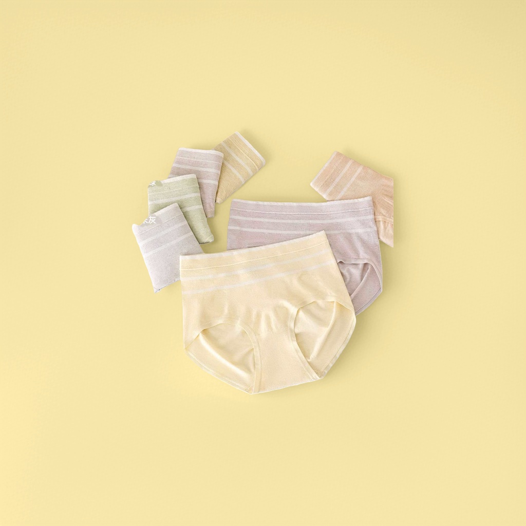 Ladies' triangle pants, pink and yellow high-waisted underpants