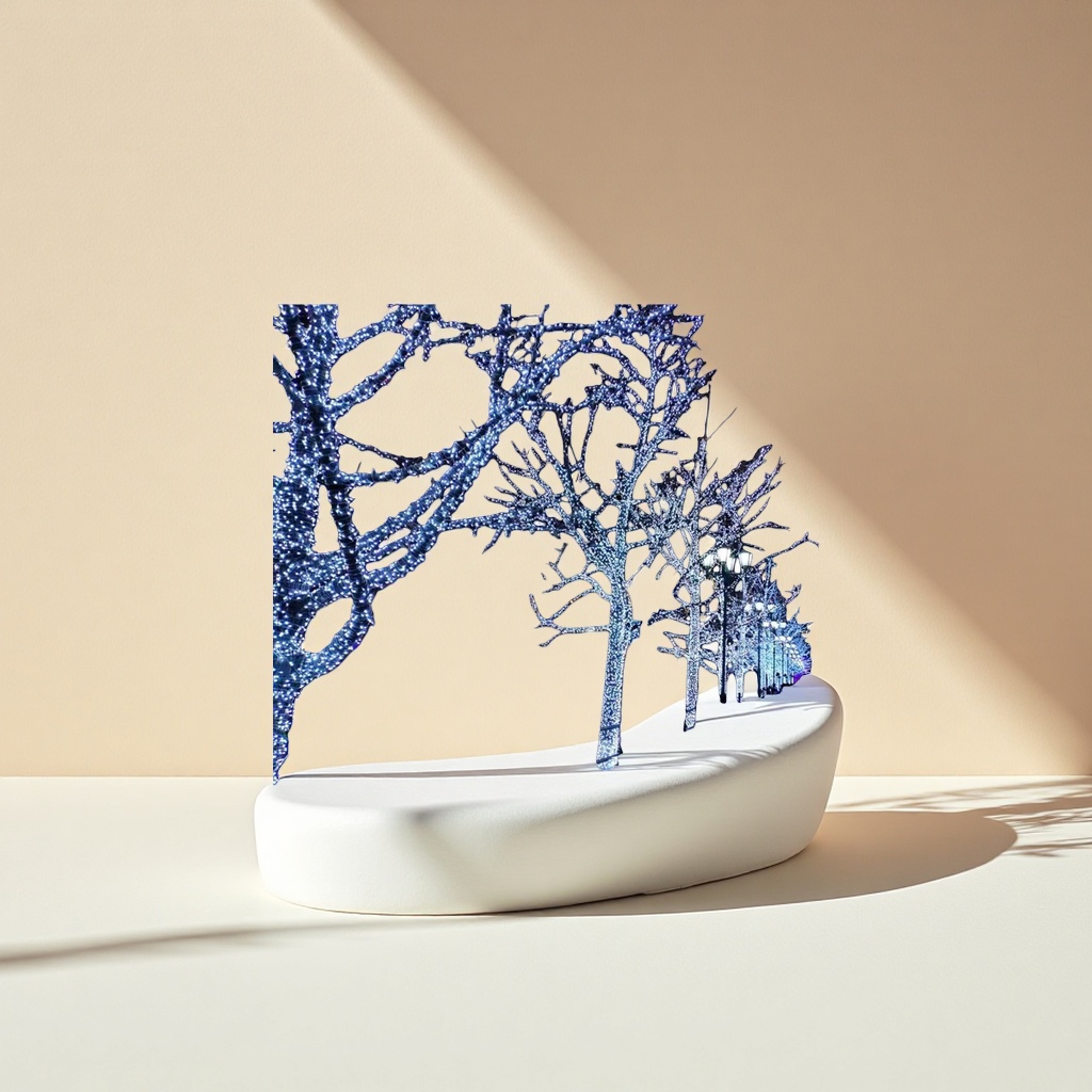 Blue light strings decorate the trees with LED outdoor courtyard hanging tree lanterns details Picture