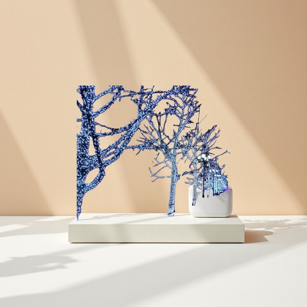 Blue light strings decorate the trees with LED outdoor courtyard hanging tree lanterns