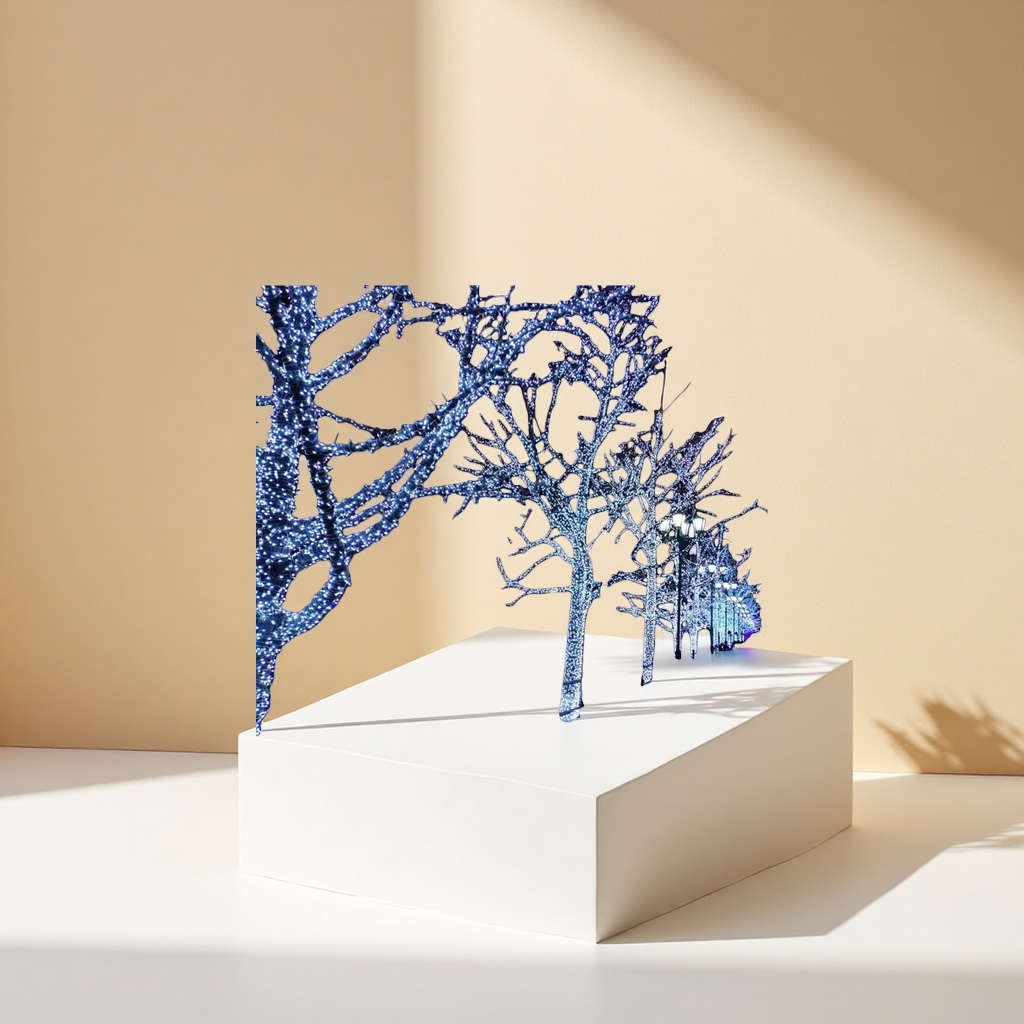 Blue light strings decorate the trees with LED outdoor courtyard hanging tree lanterns Application Scenario