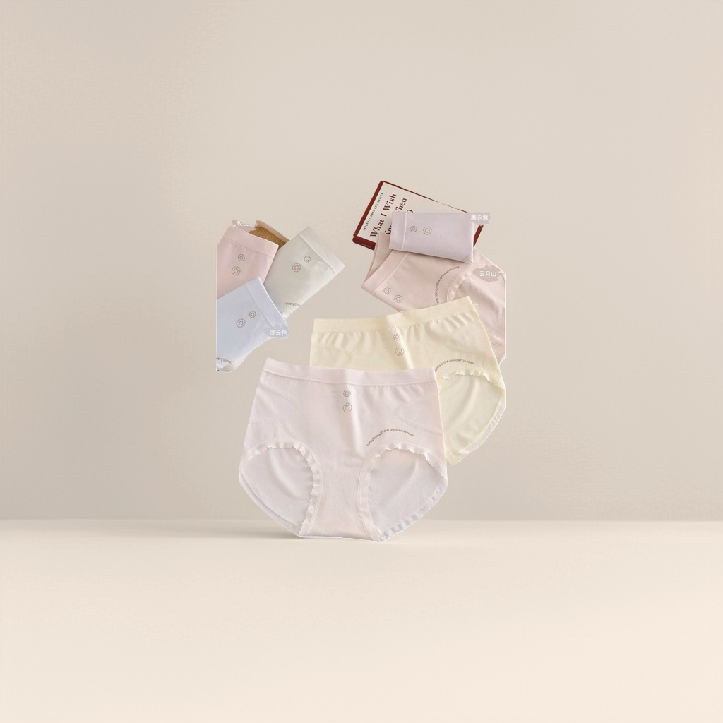 Light-colored high-waisted wavy underpants for women in solid colors Application Scenario