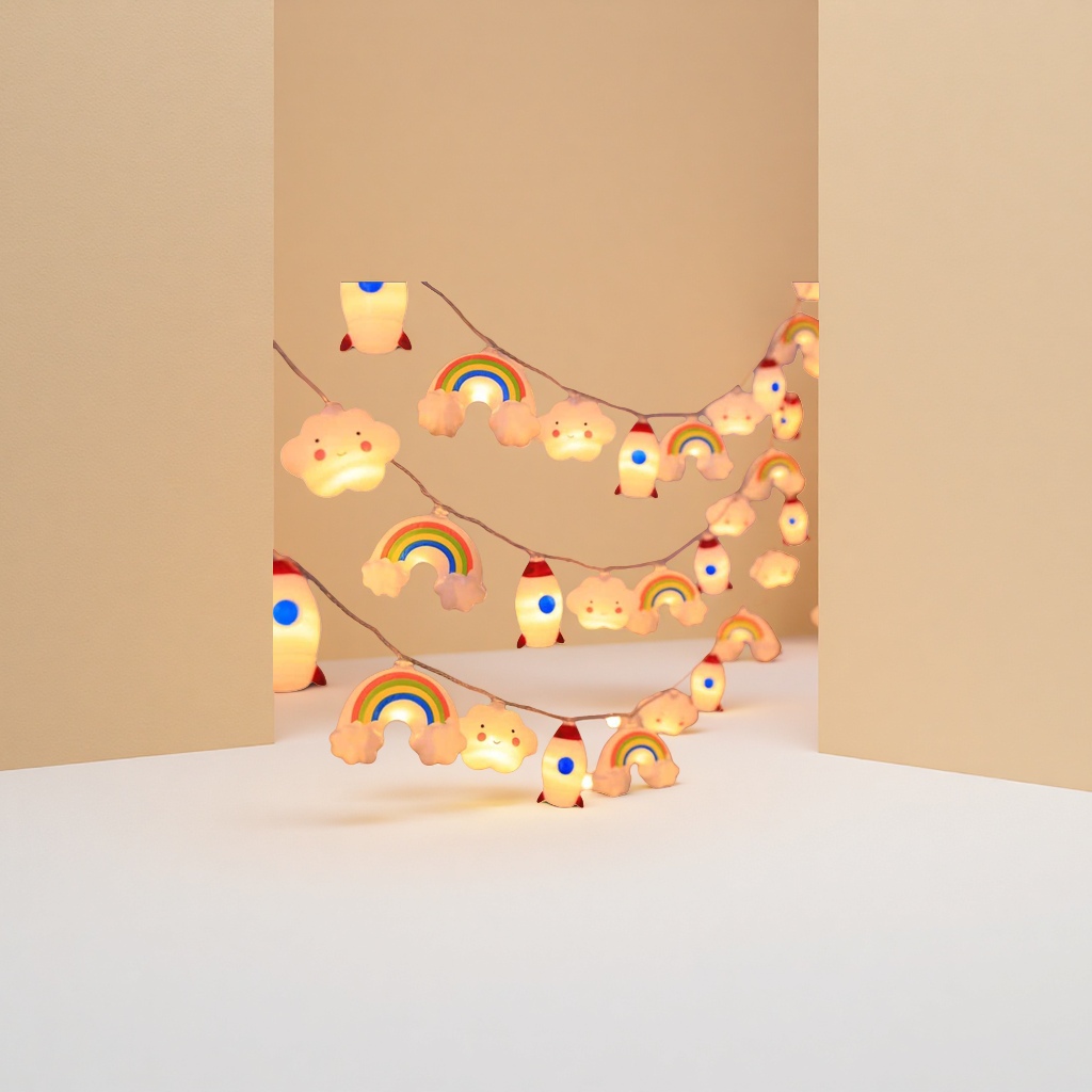 Rainbow cloud rocket-shaped lantern string Application Scenario
