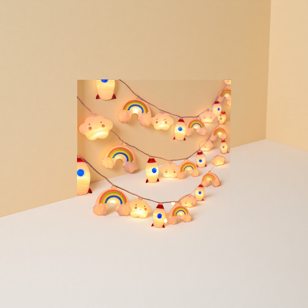 Rainbow cloud rocket-shaped lantern string details Picture