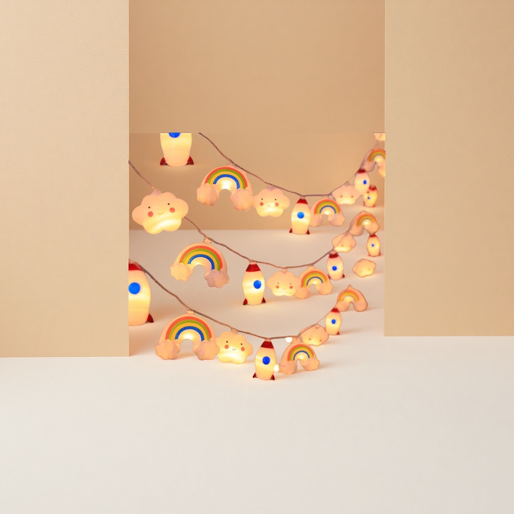 Rainbow cloud rocket-shaped lantern string