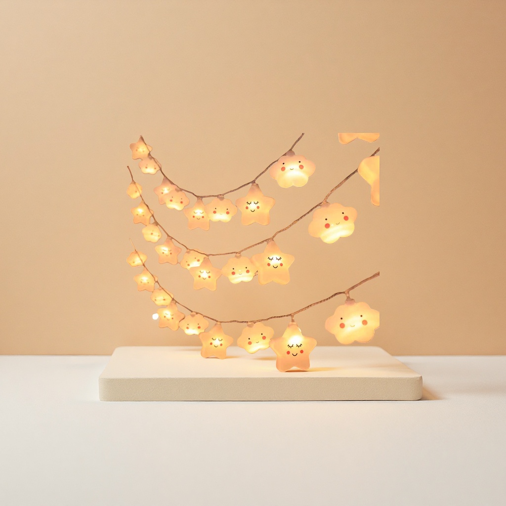 Warm light starry cloud-shaped light string decoration atmosphere night light, suitable for indoor bedroom bedside