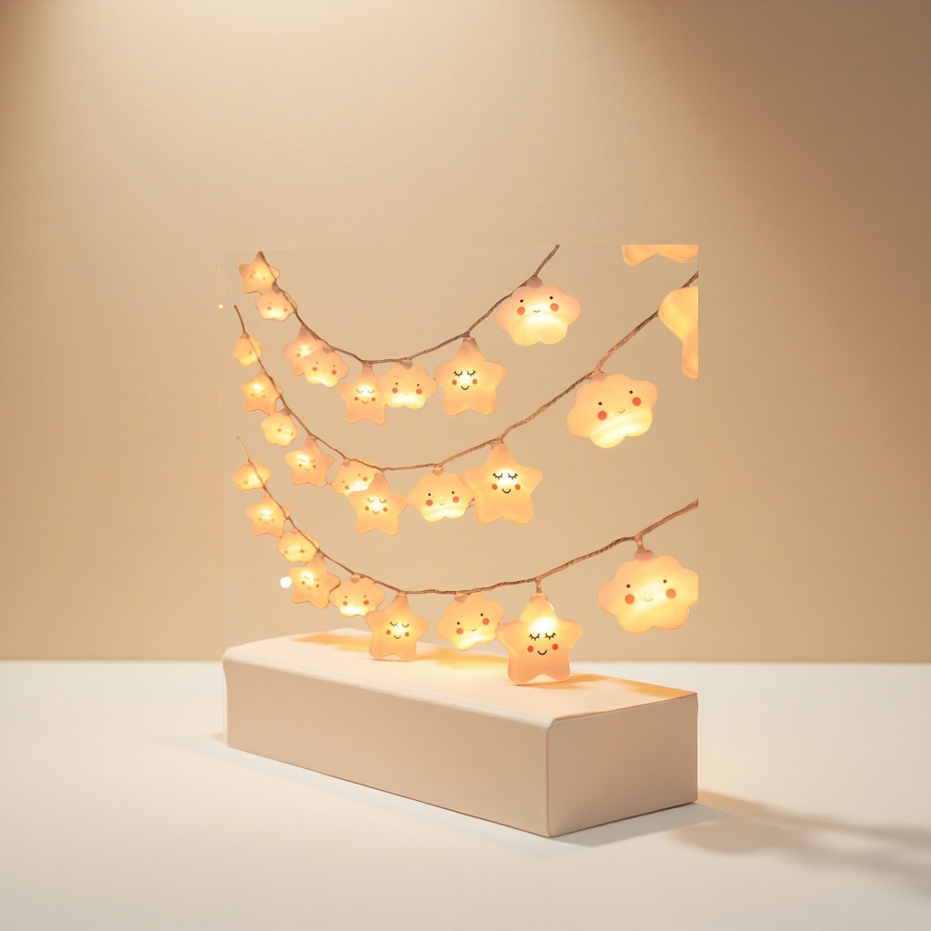 Warm light starry cloud-shaped light string decoration atmosphere night light, suitable for indoor bedroom bedside Application Scenario