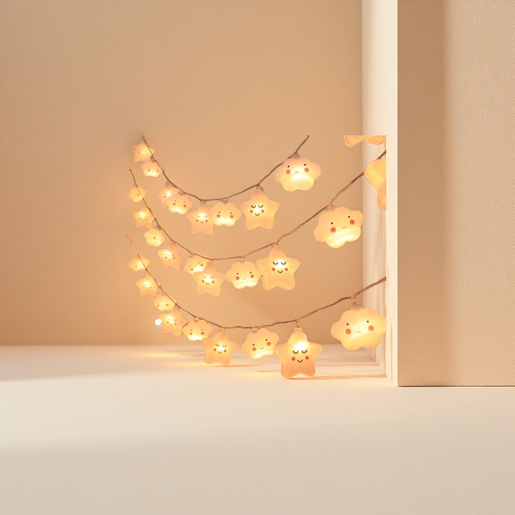 Warm light starry cloud-shaped light string decoration atmosphere night light, suitable for indoor bedroom bedside Specification image