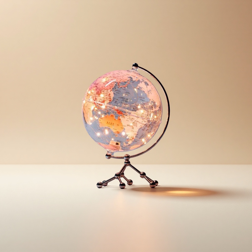 Pink globe with metal stand, student home teaching geography teaching aid desktop decoration