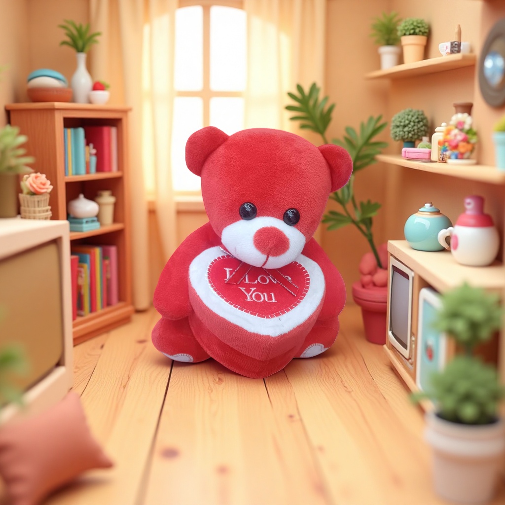 Oso de peluche rojo con corazón te amo marca peluche regalo de san valentín details Picture