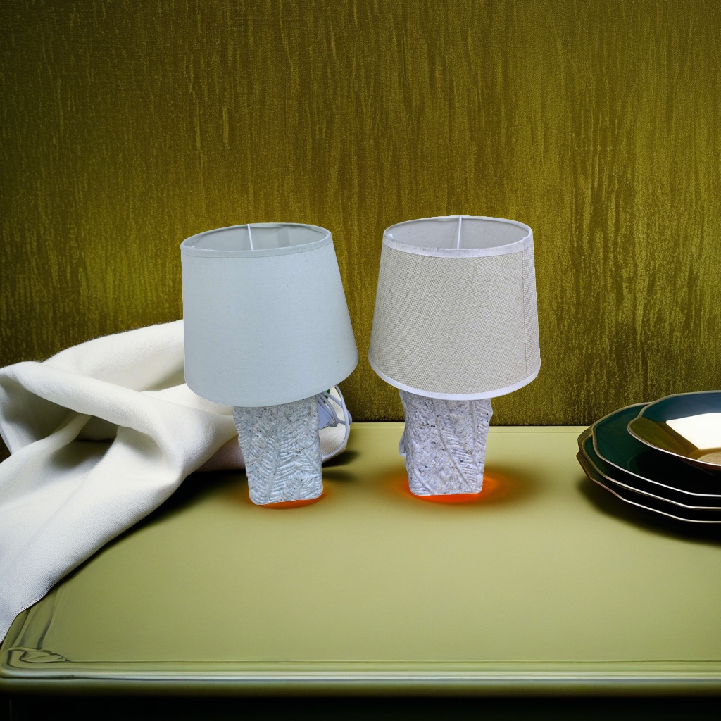 A light green lampshade with a stone base table lamp, a Nordic minimalist bedside lamp for the living room and bedroom