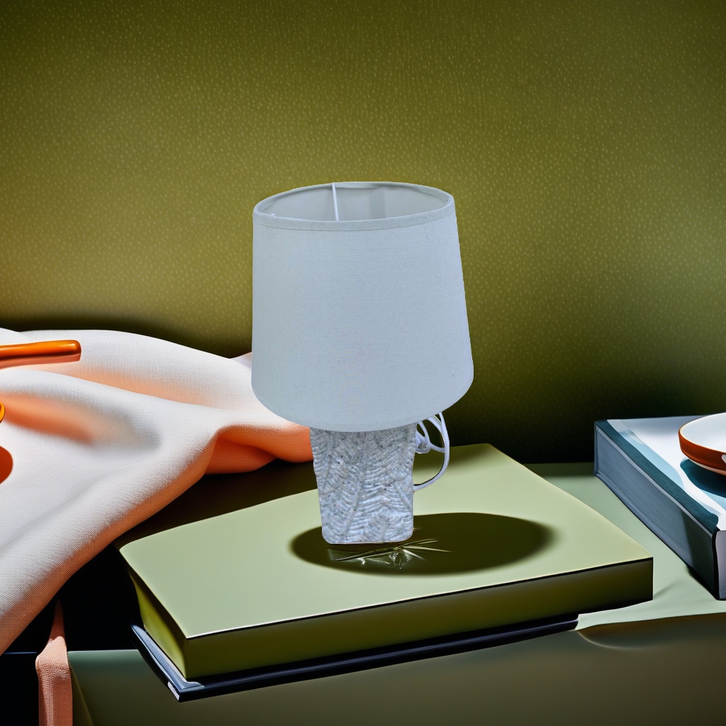 A light green lampshade with a stone base table lamp, a Nordic minimalist bedside lamp for the living room and bedroom Specification image