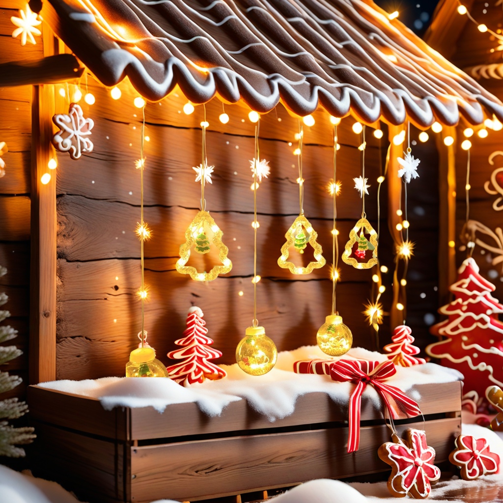 Warm yellow string lights Christmas decorative pendants, festive atmosphere lighting fixtures, suitable for both indoor and outdoor use details Picture