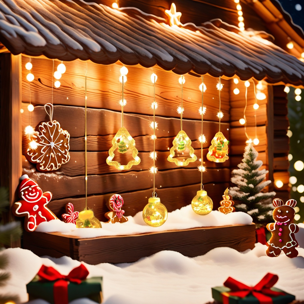 Warm yellow string lights Christmas decorative pendants, festive atmosphere lighting fixtures, suitable for both indoor and outdoor use Application Scenario