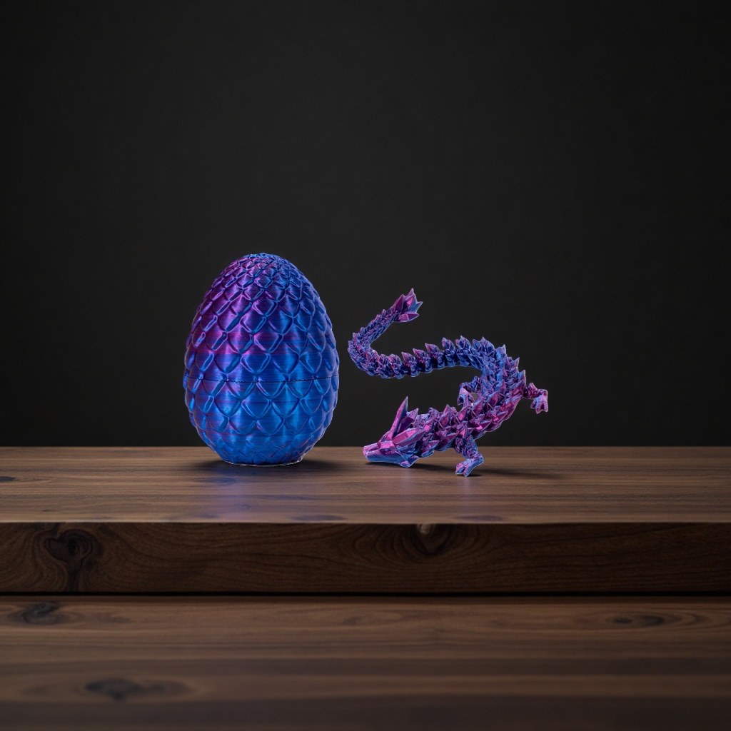 Laser purple dragon egg and gem dragon figurine model 3D printed products Application Scenario