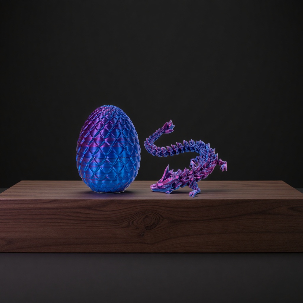 Laser purple dragon egg and gem dragon figurine model 3D printed products details Picture