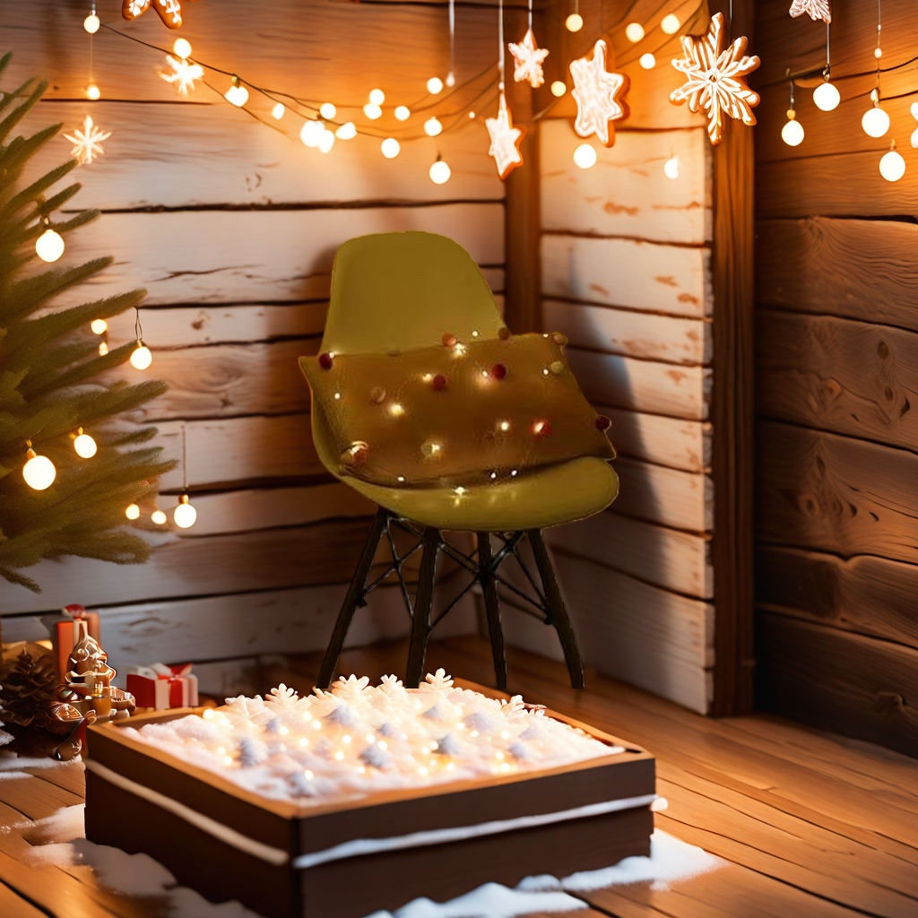Warm yellow star-shaped light strings, Christmas decorative wall atmosphere lights, and silver ironwork hanging ornaments