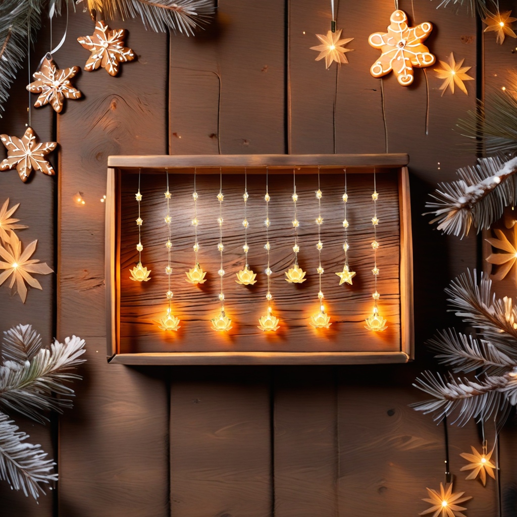Warm yellow star-shaped lotus string decorative lights, indoor and outdoor ambient lights