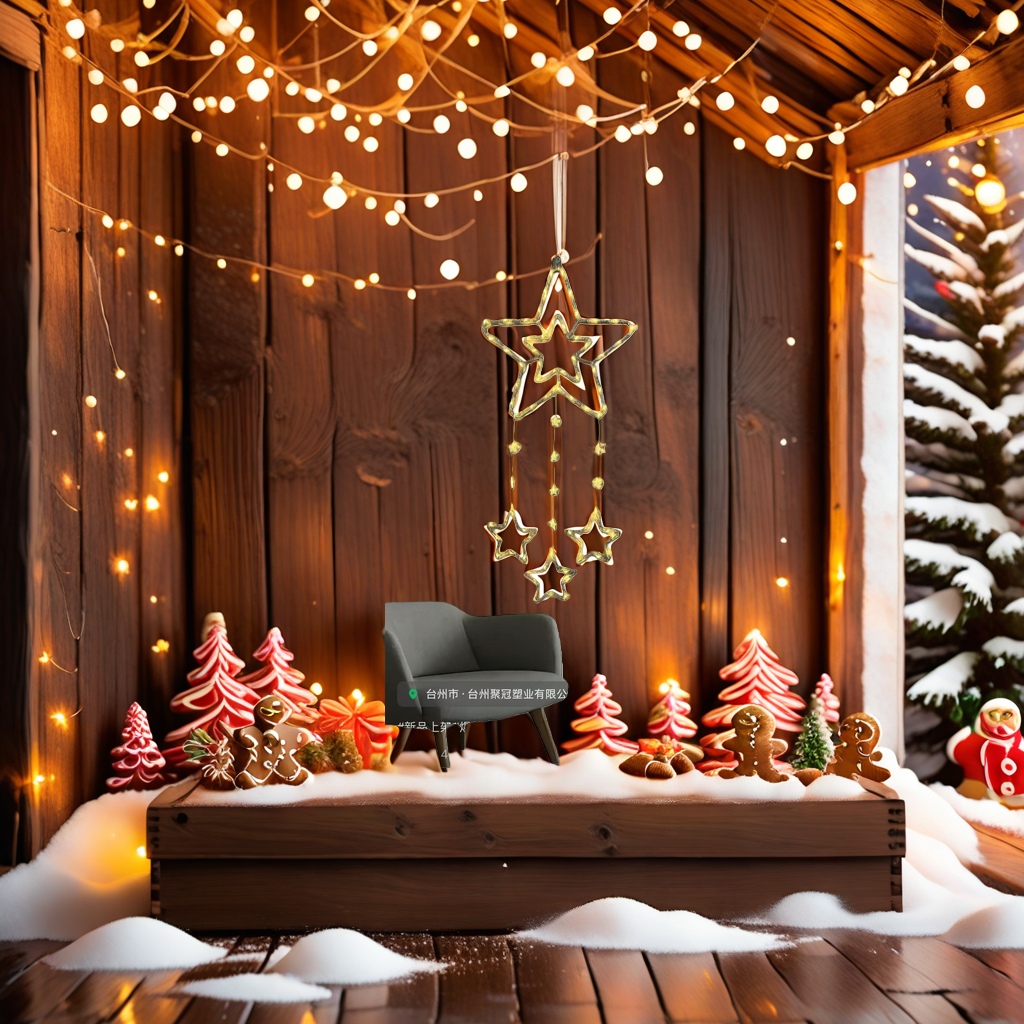 Golden star-shaped lighting fixtures for the living room and bedroom, chandeliers, and Nordic minimalist atmosphere lighting details Picture