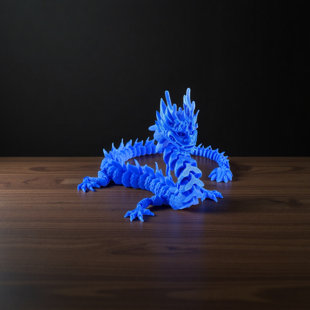 蓝色龙形3D打印模型摆件创意家居装饰工艺品 details Picture