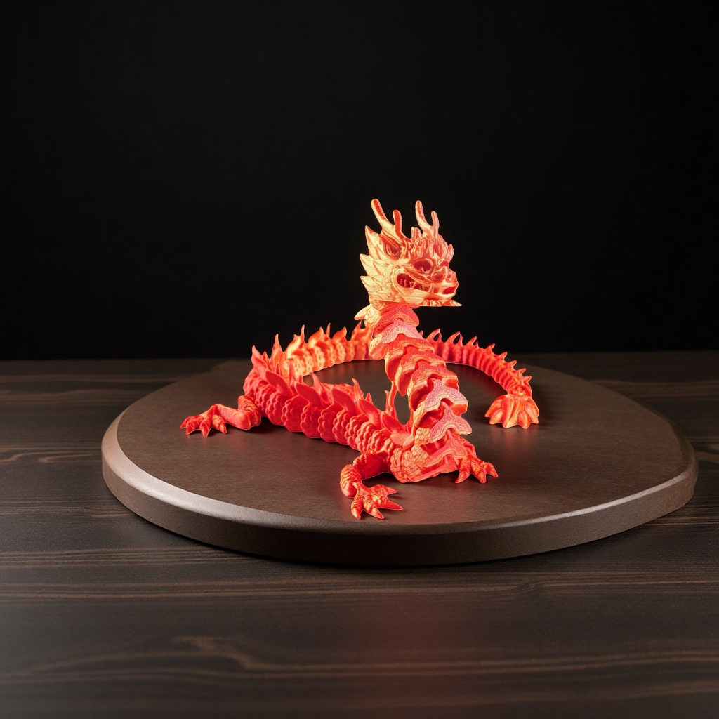 红色龙形3D打印模型摆件创意家居装饰工艺品3D打印产品