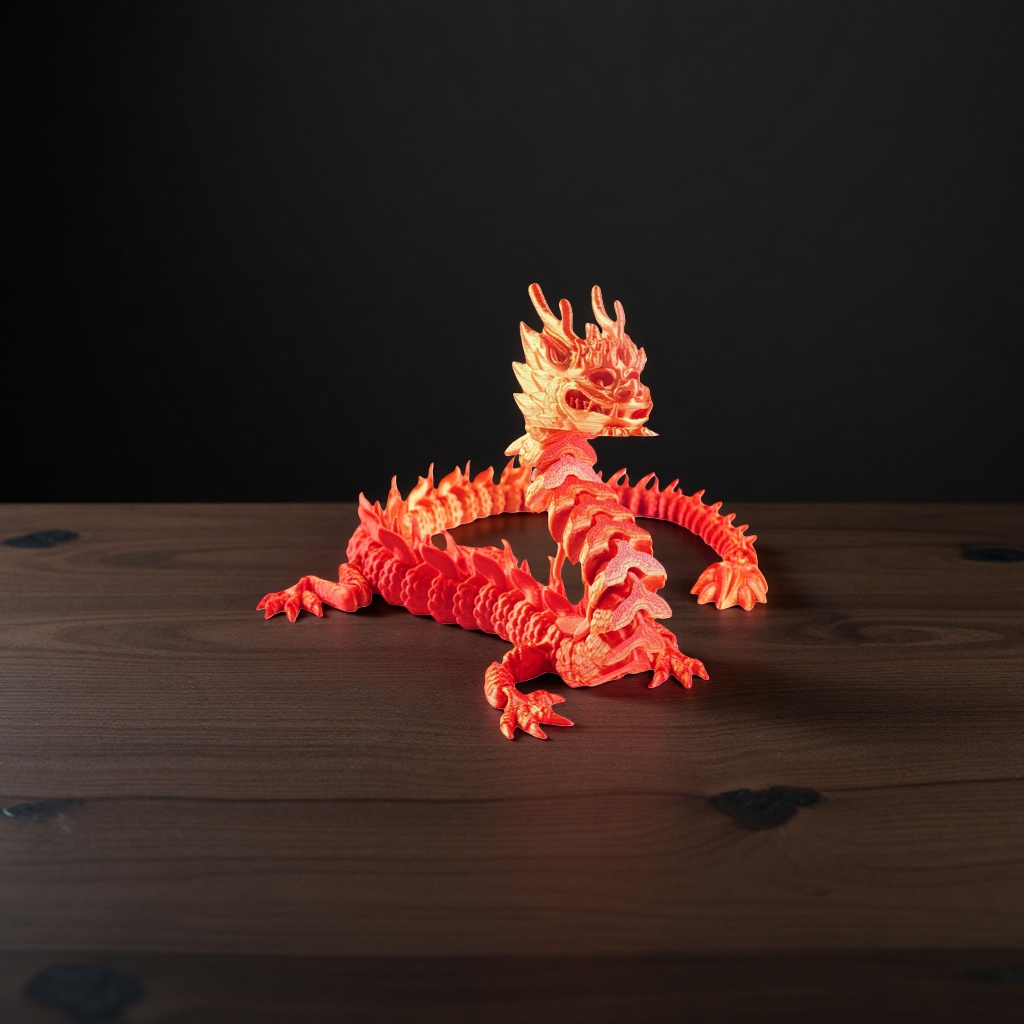 红色龙形3D打印模型摆件创意家居装饰工艺品 Specification image