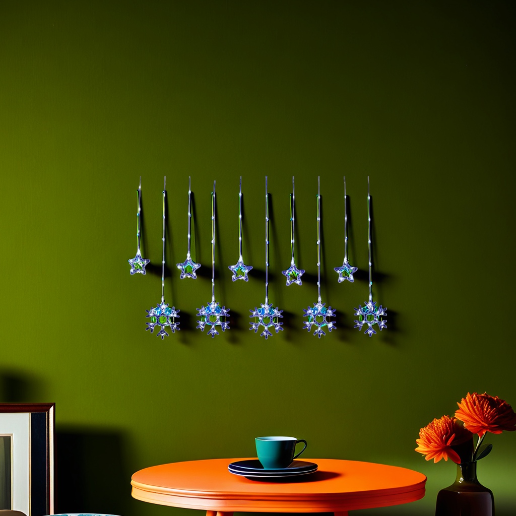 Blue background luminous snowflake star-shaped light string Application Scenario