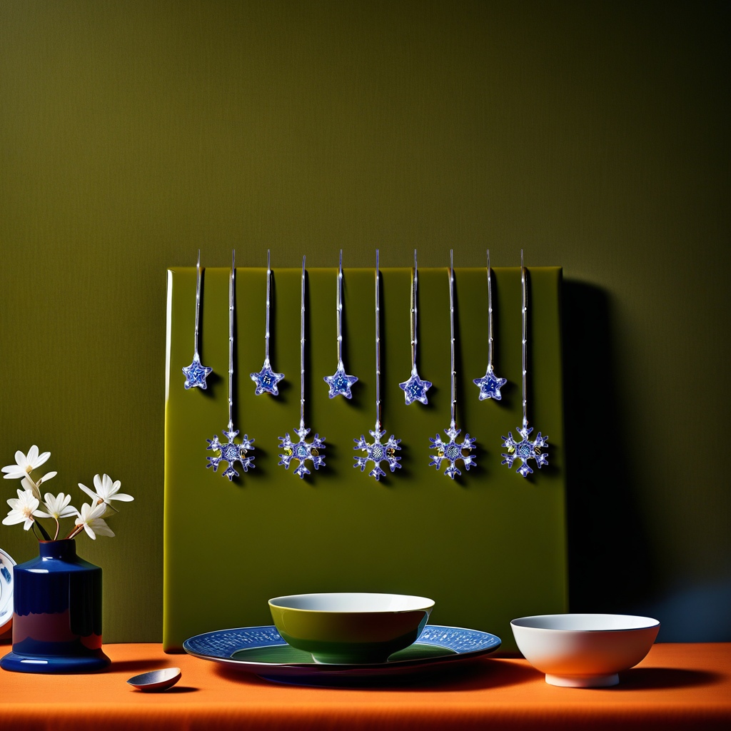 Blue background luminous snowflake star-shaped light string