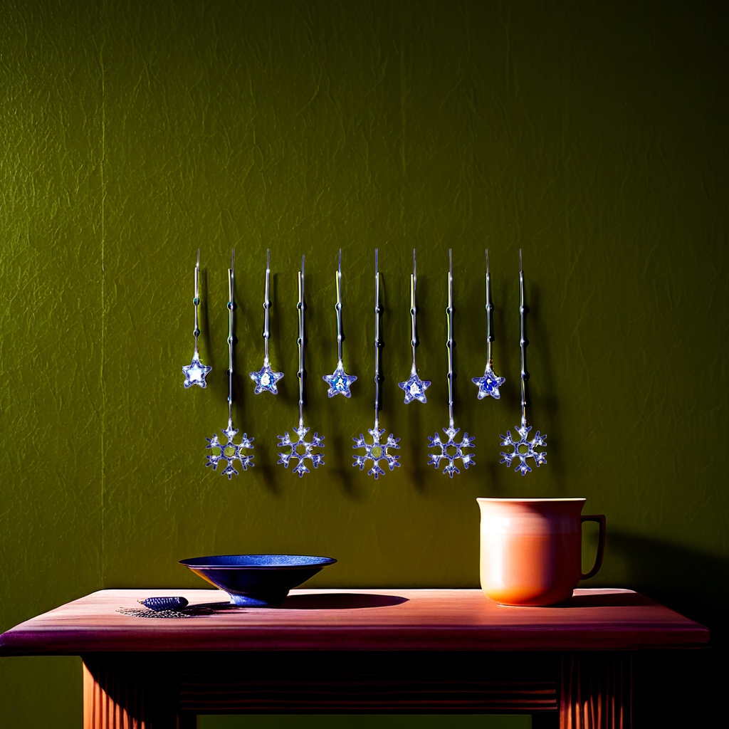 Blue background luminous snowflake star-shaped light string Specification image