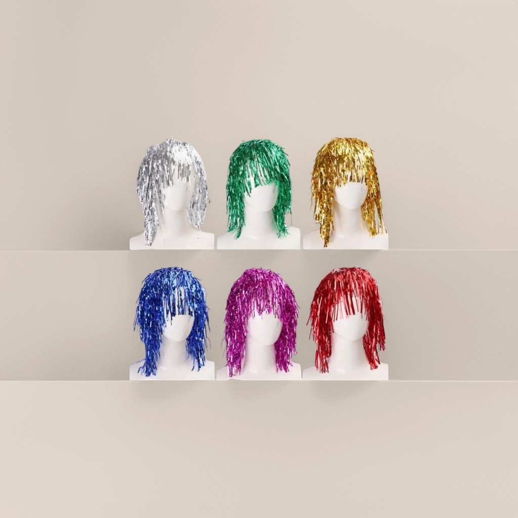 Colorful sequined tassel wigs for fashionable party looks, long and curly hair suitable for grooming