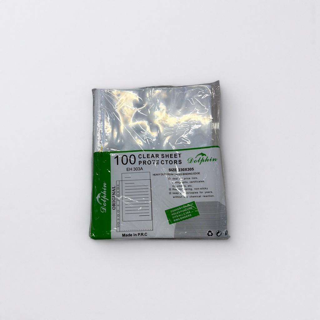 绿色白底包装透明文件保护套