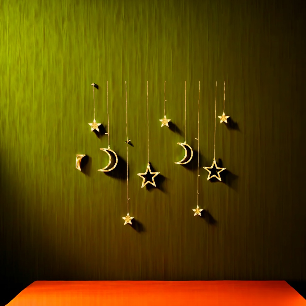 Warm yellow star and moon-shaped light strings decorate the atmosphere with small night lights for festival arrangements Application Scenario