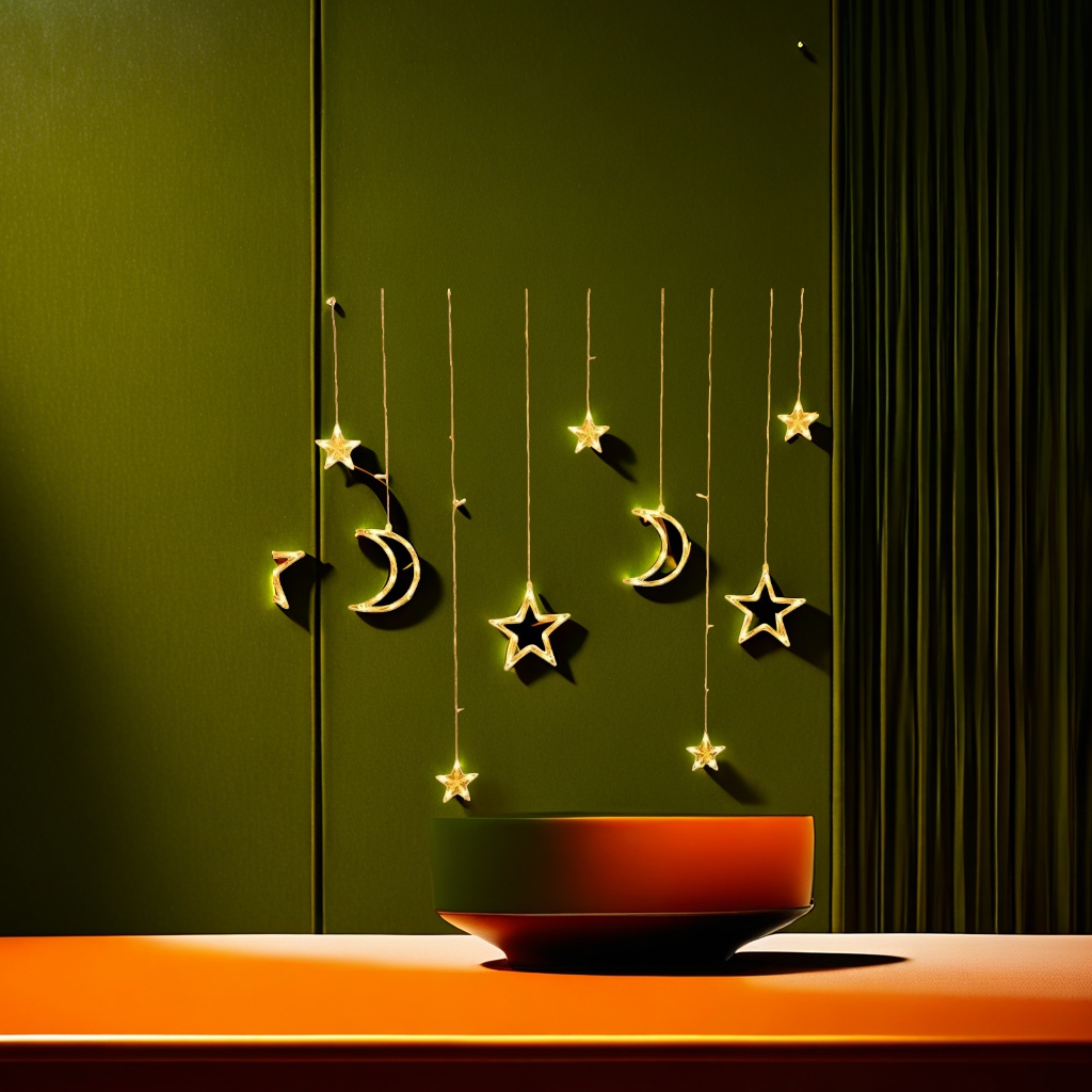 Warm yellow star and moon-shaped light strings decorate the atmosphere with small night lights for festival arrangements Specification image