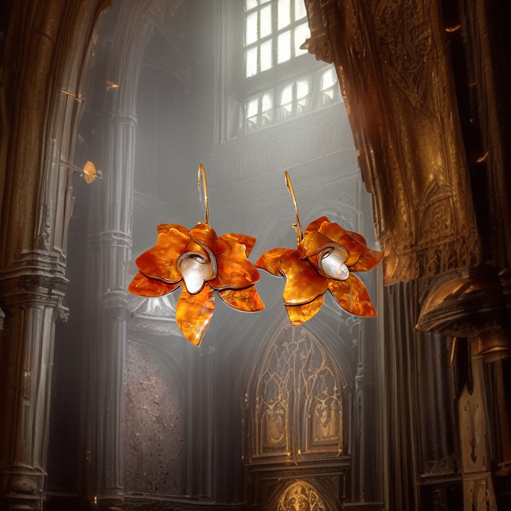 Amber petal earrings are light luxury and fashionable earrings for women Specification image