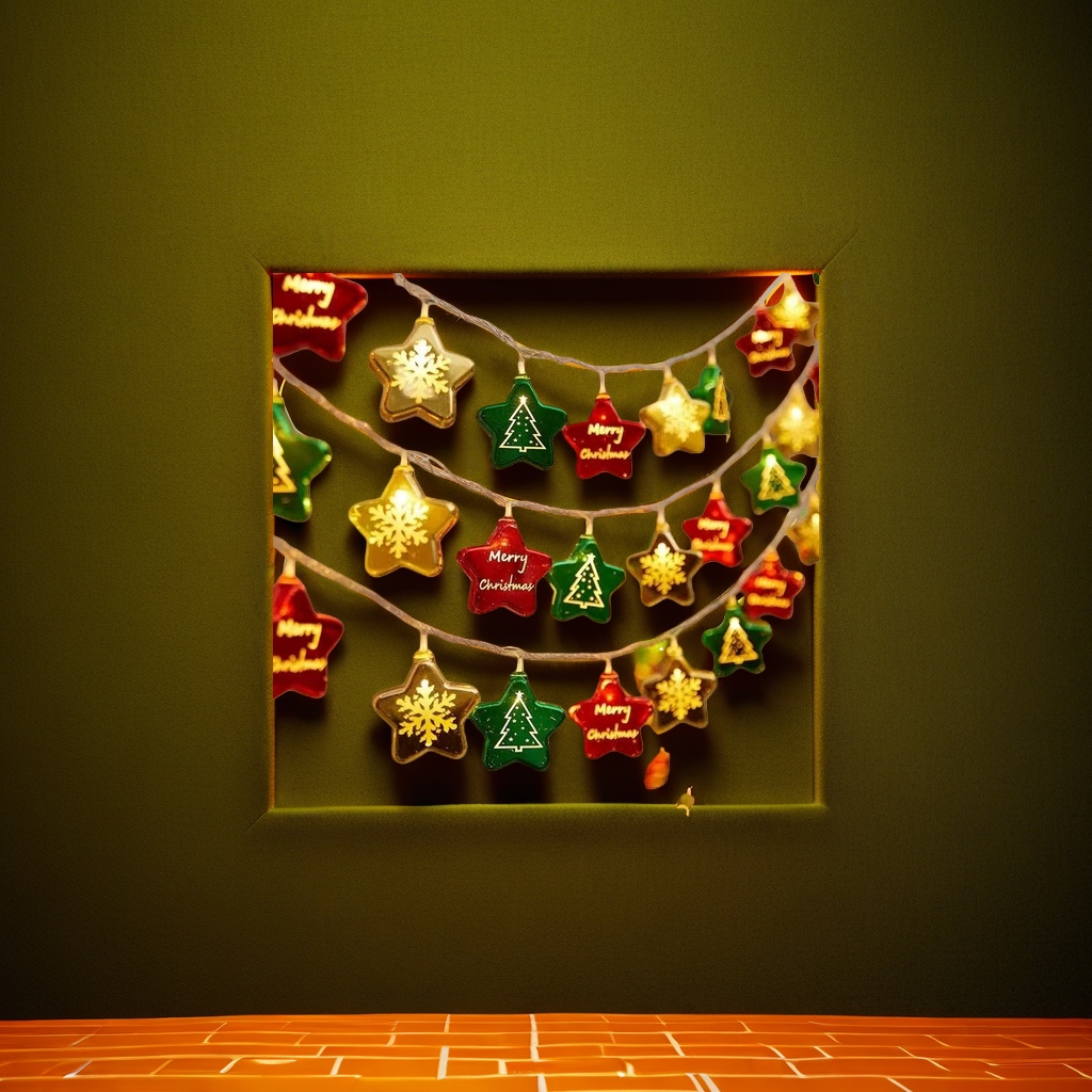Colorful star-shaped Christmas light strings, festive decorative LED warm light, suitable for both indoor and outdoor use Application Scenario