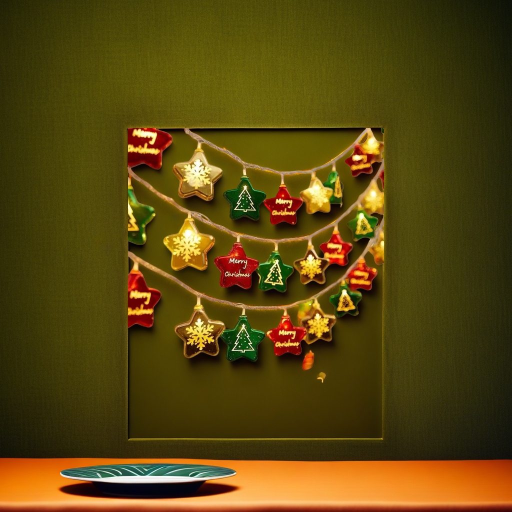 Colorful star-shaped Christmas light strings, festive decorative LED warm light, suitable for both indoor and outdoor use details Picture