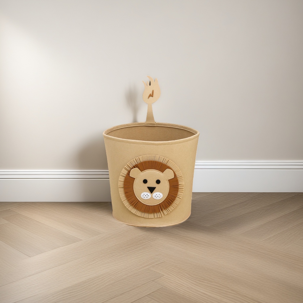Beige lion-shaped storage bucket for home living room and bedroom organization and storage details Picture