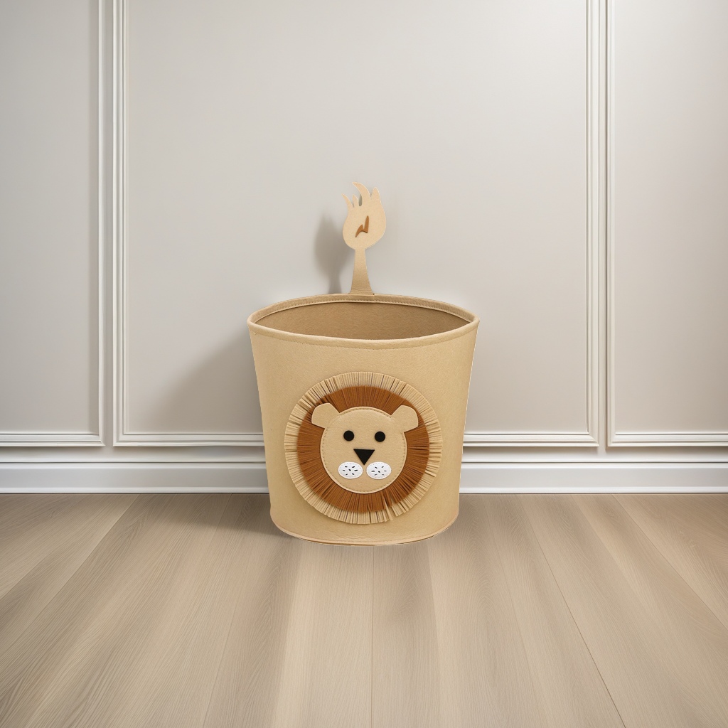 Beige lion-shaped storage bucket for home living room and bedroom organization and storage Specification image