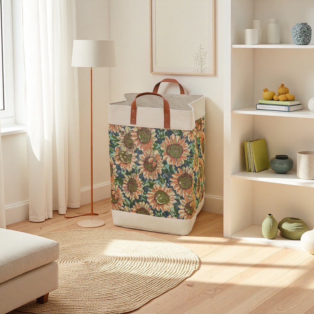 Floral pattern storage basket, woven home bedroom and living room organizing basket, multi-functional storage basket details Picture