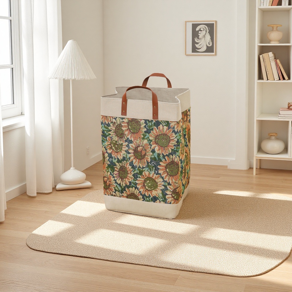 Patrón floral cesta de almacenamiento tejido hogar dormitorio sala de estar organizar cesta multifuncional de almacenamiento