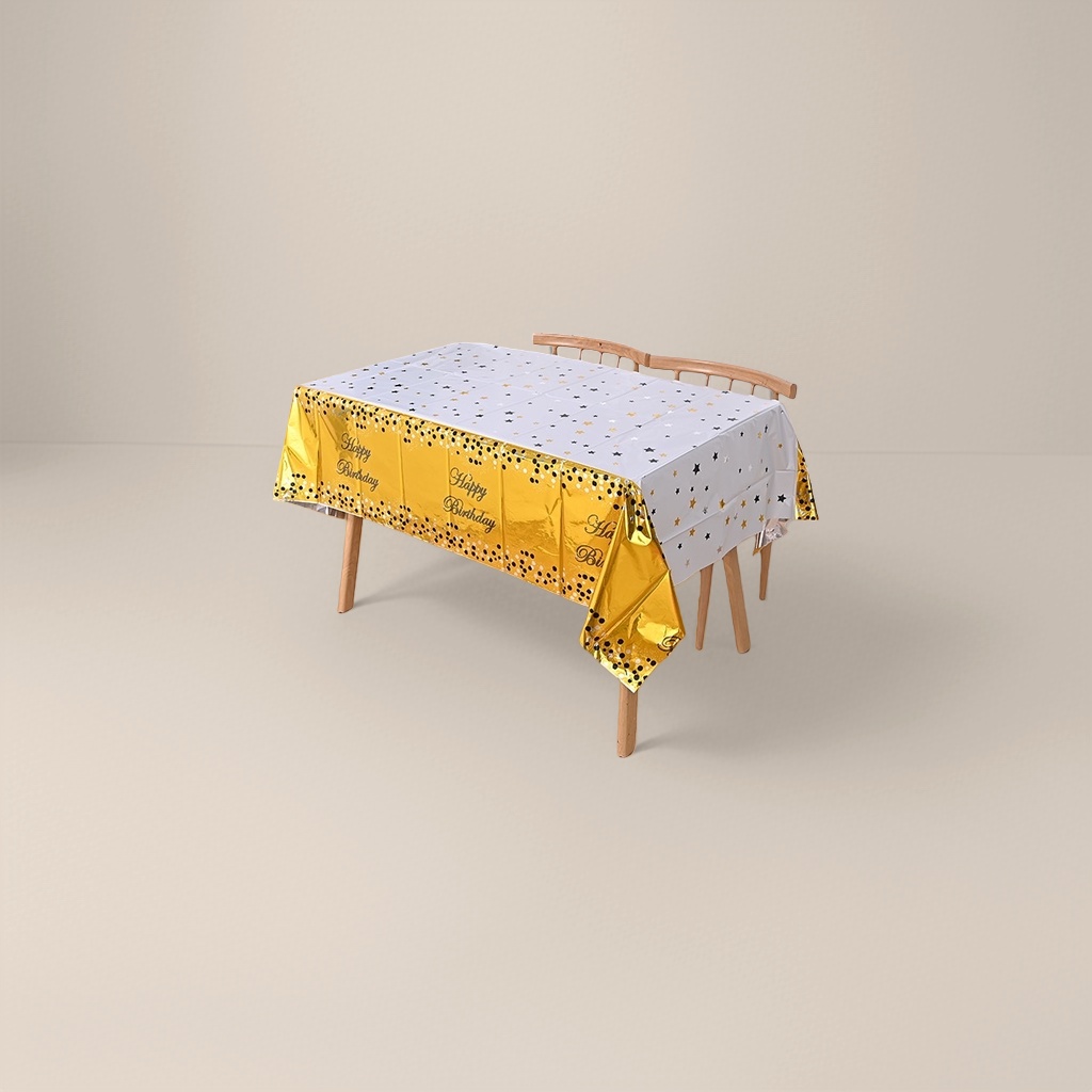 金色银色星星图案生日派对桌布