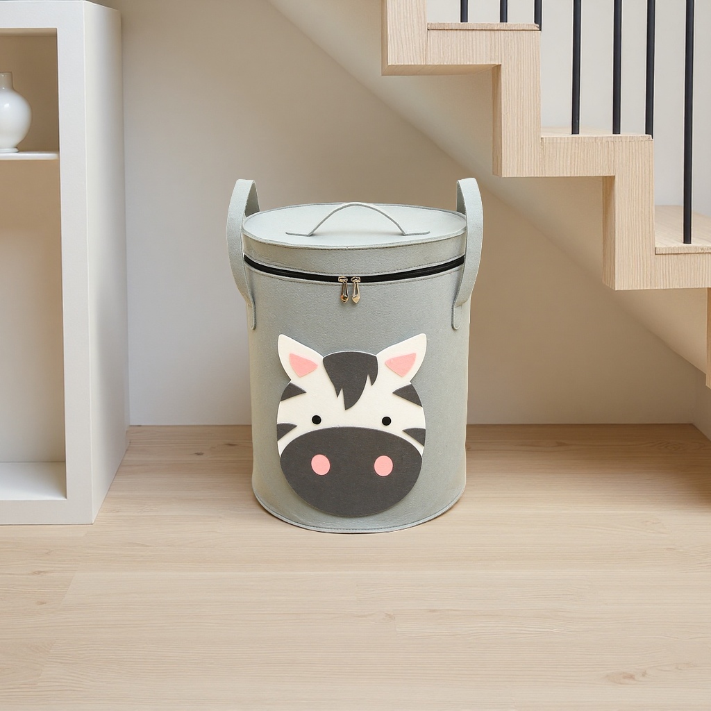 Gris cebra patrón cubo de almacenamiento cilíndrico engrosado PP sala de estar dormitorio cuarto de baño multi-escena aplicable Application Scenario