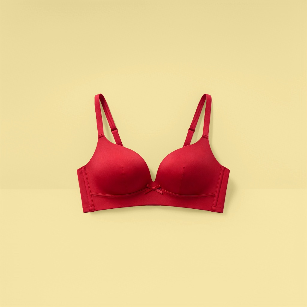 The red bra, without a steel ring, is a feminine, comfortable and adjustable type that makes the small chest look larger Specification image