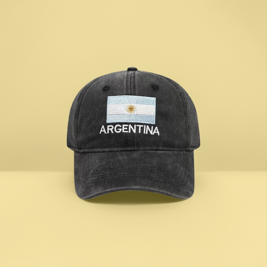 黑色牛仔帽正面绣阿根廷国旗及ARGENTINA字样