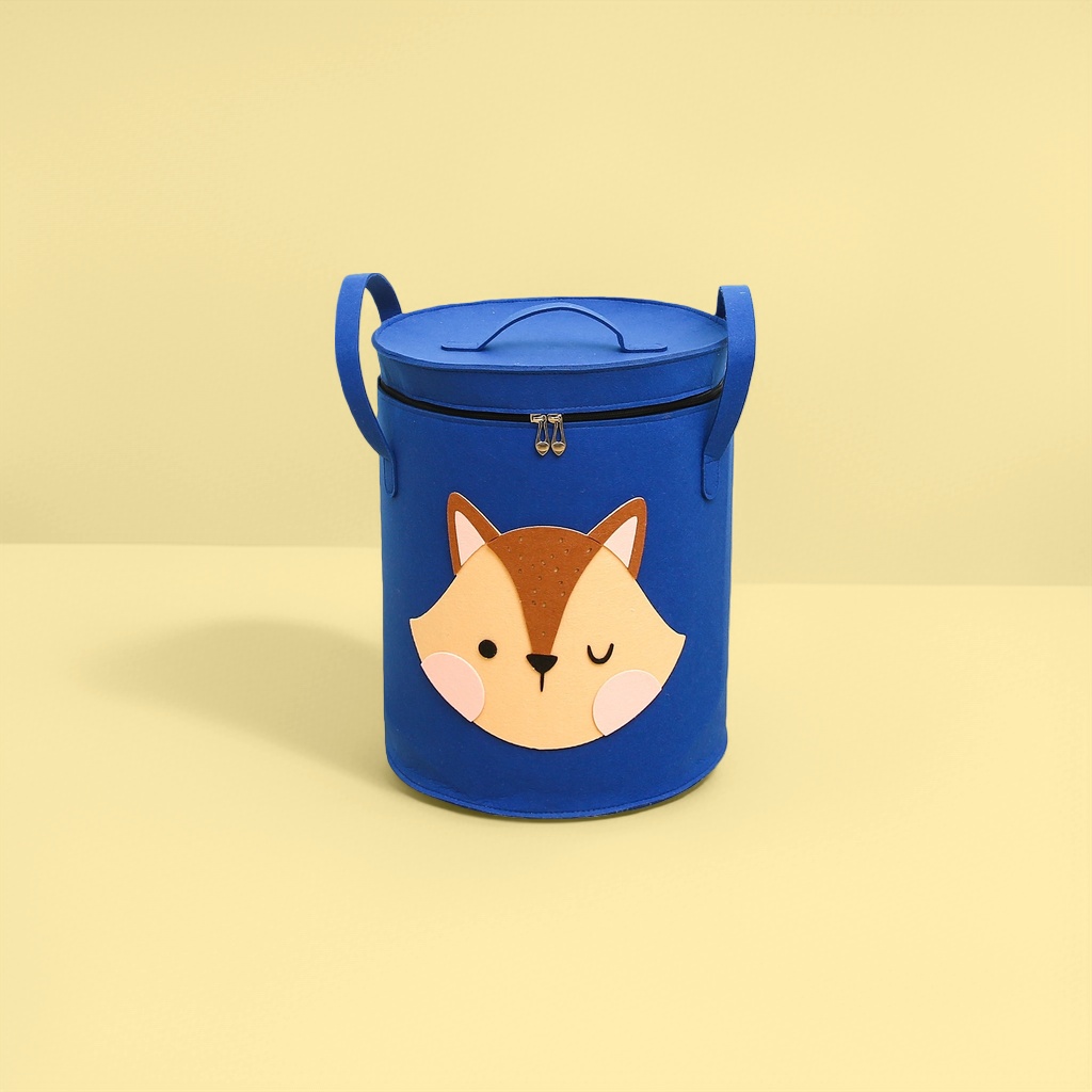 蓝色狐狸图案收纳桶产品图