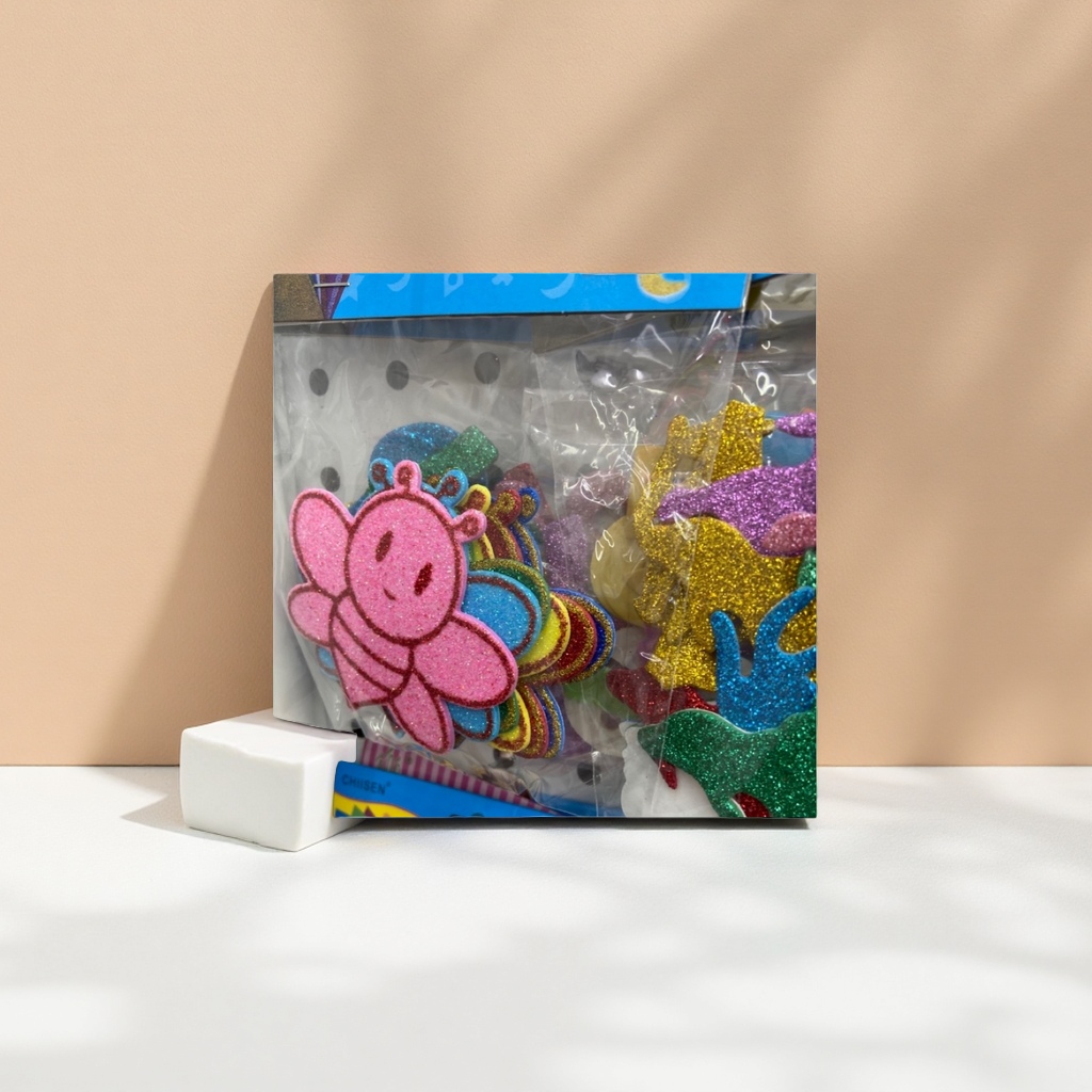 粉色闪粉蜜蜂造型贴纸 可爱卡通装饰手工DIY